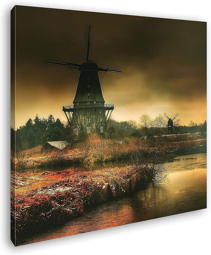 deyoli gigantische Windmühlen Format: 70x70 als Leinwandbild, Motiv fertig gerahmt auf Echtholzrahme