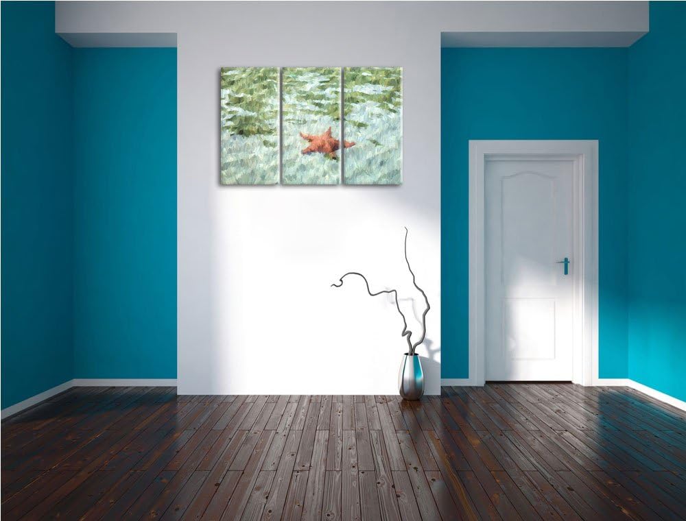 Seestern im klaren Wasser NewArt 3-Teiler Leinwandbild 120x80 Bild auf Leinwand, XXL riesige Bilder