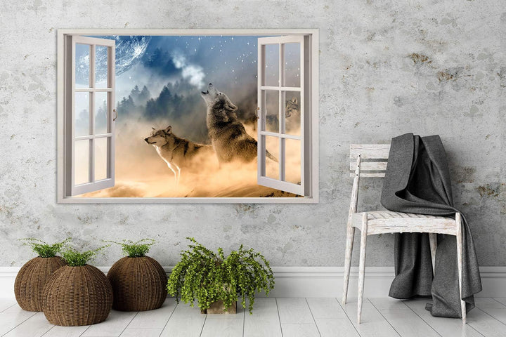 Feeby Viles - Leinwand Bilder - Fensterblick Natur- 90x60 cm- Deko Wohnzimmer - Wandbilder Schlafzim