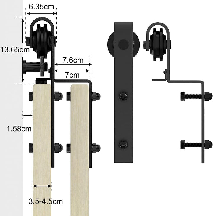 6.6FT/200cm Schiebetürbeschlag Barn Door Hardware Kit Laufschienen für Schiebetür Hängeschiene Schie