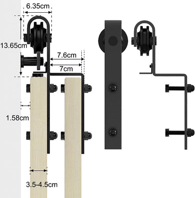 6.6FT/200cm Schiebetürbeschlag Barn Door Hardware Kit Laufschienen für Schiebetür Hängeschiene Schie