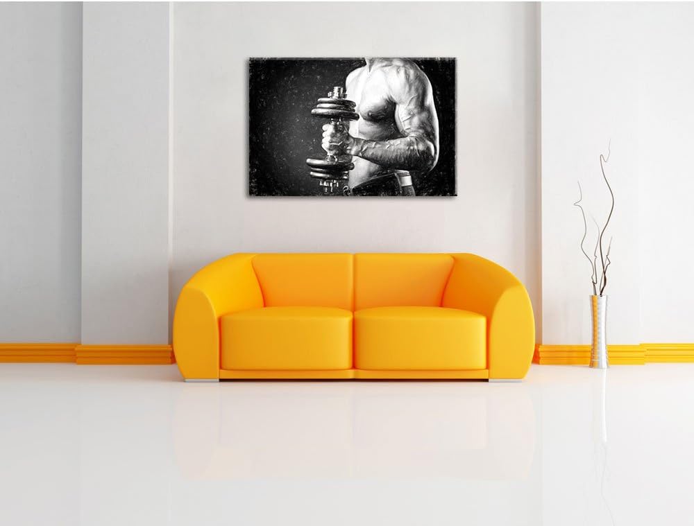 Bodybuilding Kohle Effekt, Format: 100x70 auf Leinwand, XXL riesige Bilder fertig gerahmt mit Keilra