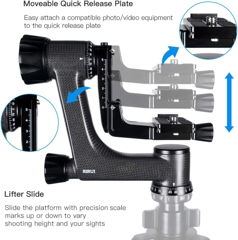SIRUI PH-10 Gimbal Carbon Kardan Kopf 360° Panorama, bis 15kg Tragkraft, Arca Swiss kompatibel, PH-1