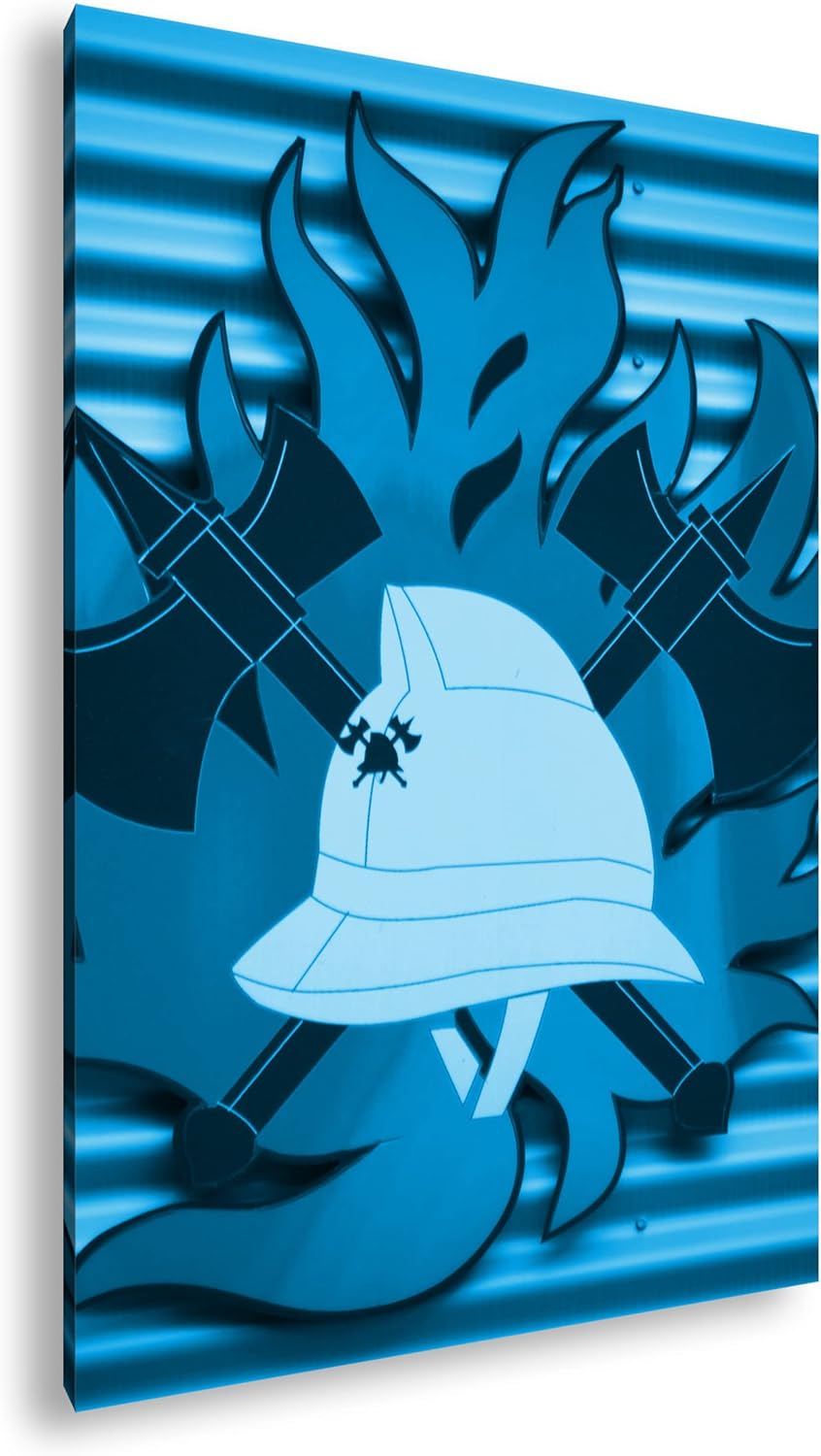 deyoli Feuerwehrmotiv Format: 80x60 Effekt: Monocrome Blau als Leinwandbild, Motiv fertig gerahmt au
