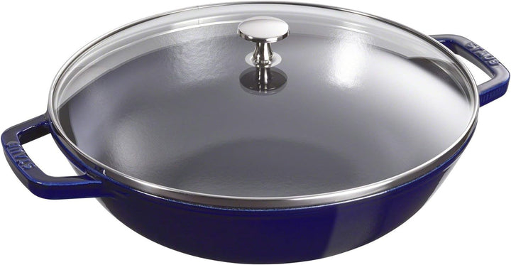 STAUB Wok 30 cm, Gusseisen, Induktionsgeeignet, dunkelblau, Dunkelblau