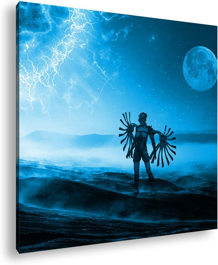 deyoli fantasievolle Science-Fiction Welt Format: 60x60 Effekt: Monocrome Blau als Leinwand, Motiv f