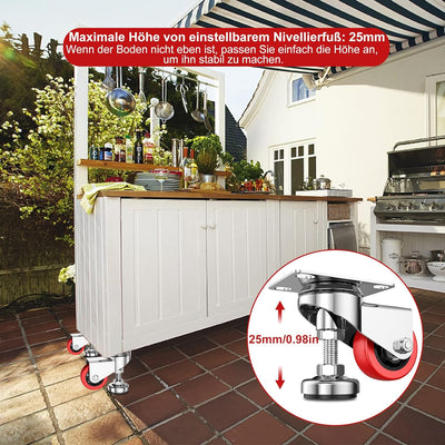 HomeGoGo Nivellierrollen mit Schwenkplatte 75mm Schwerlast Transportrollen mit Einstellbarem Stossfe