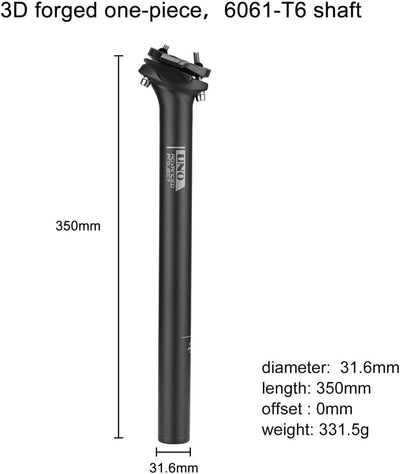 FOMTOR Sattelstütze 27,2/30,9/31,6mm, 350mm Fahrradsattelstütze, Aluminiumlegierung Sattelstange Fah