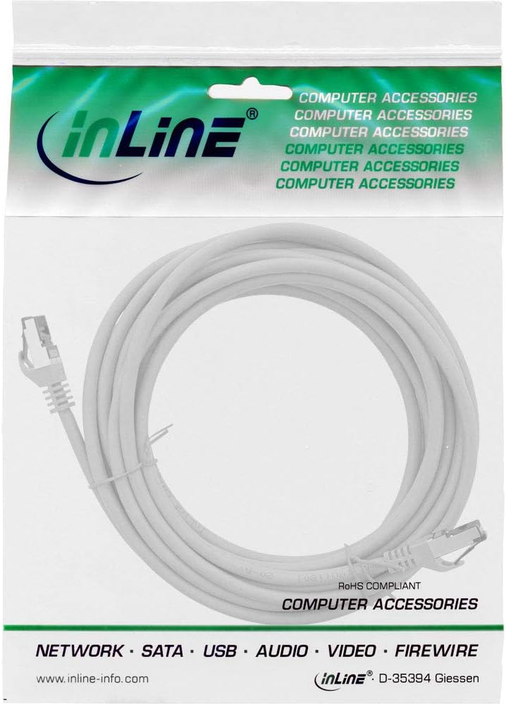 InLine® Patchkabel, S/FTP (PiMf), Cat.8.1, 2000MHz, halogenfrei, Kupfer, grau, 10m