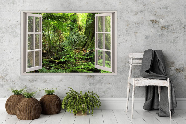 Feeby Bild auf Vlies Leinwand Blick Durch Ein Fenster 3D-Illusion 90x60 cm Kunstdruck Modern Wandbil