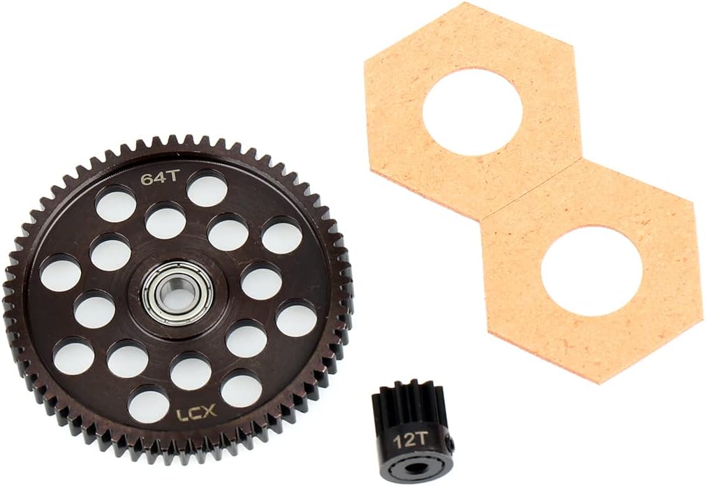 LCX Racing 1/10 RC Crawler Auto gehärteter Stahl 32P 64T Sporengetriebe mit 12T Ritzel Getriebe für