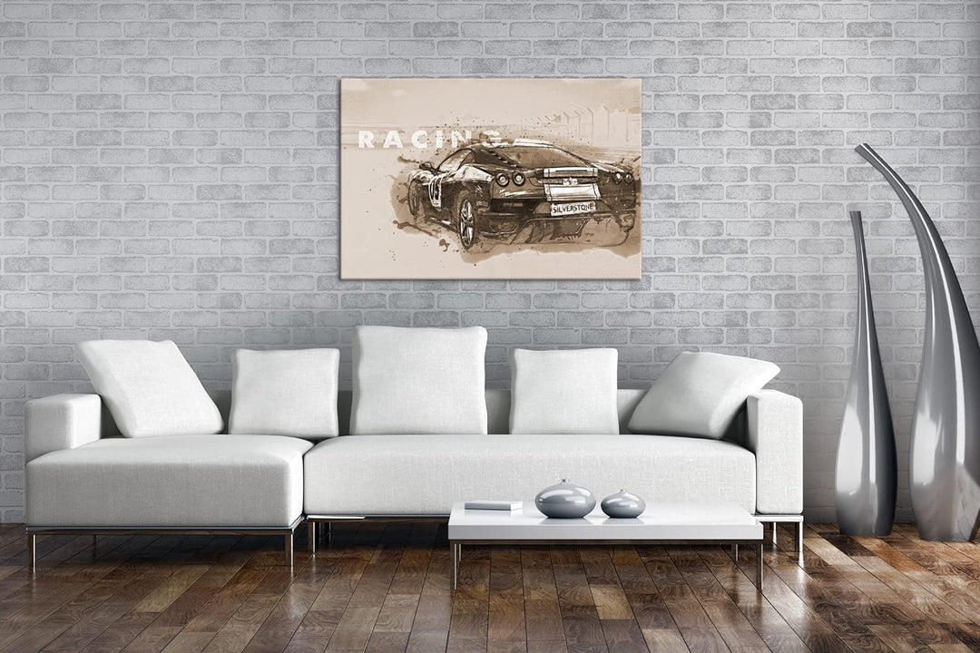 deyoli Racing Auto Effekt: Sepia Format: 80x60 als Leinwandbild, Motiv fertig gerahmt auf Echtholzra