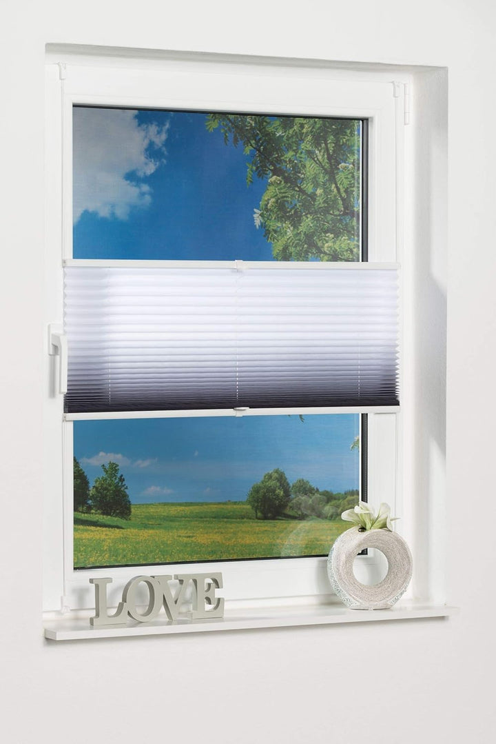 K-home Klemmfix-Plissee Farbverlauf Anthrazit 70cm x 130cm (B x L) 70 x 130 cm Anthrazit, 70 x 130 c