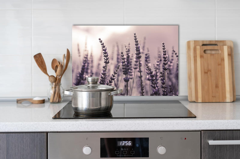Küchen Spritzschutz Lavendel 60x40x0,3 cm | Küchenrückwand | Alu-DiBond | Fliesenschutz für den Herd