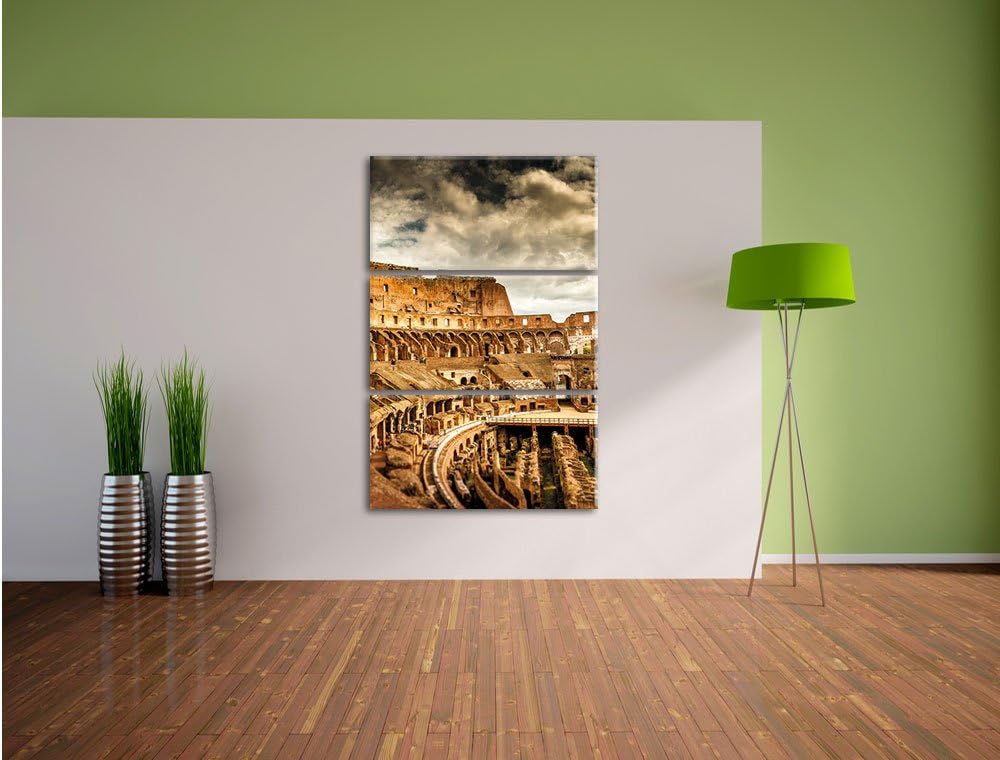Pixxprint Colloseum in Rom von innen als Leinwandbild/Grösse: 3 Teilig (120x80 cm) cm/Wandbild/Kunst