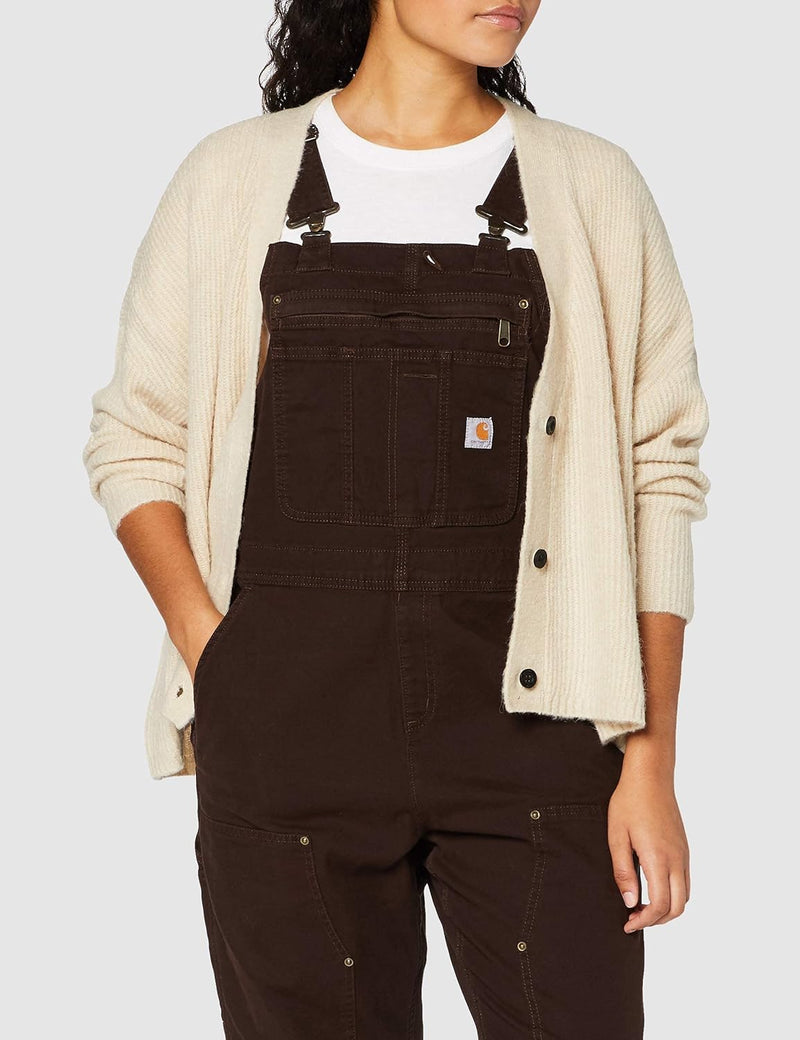 Carhartt Damen Rugged Flex Loose Fit Canvas Lätzchen Overalls XS Dunkelbraun, XS Dunkelbraun