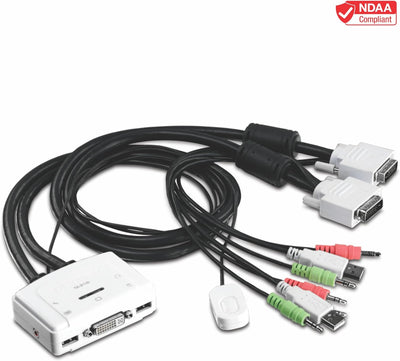 TRENDnet TK-214i 2-Port DVI USB KVM Switch und Kabel Kit mit Audio (Verwaltung von zwei PCs, USB 2.0