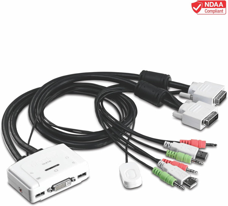 TRENDnet TK-214i 2-Port DVI USB KVM Switch und Kabel Kit mit Audio (Verwaltung von zwei PCs, USB 2.0