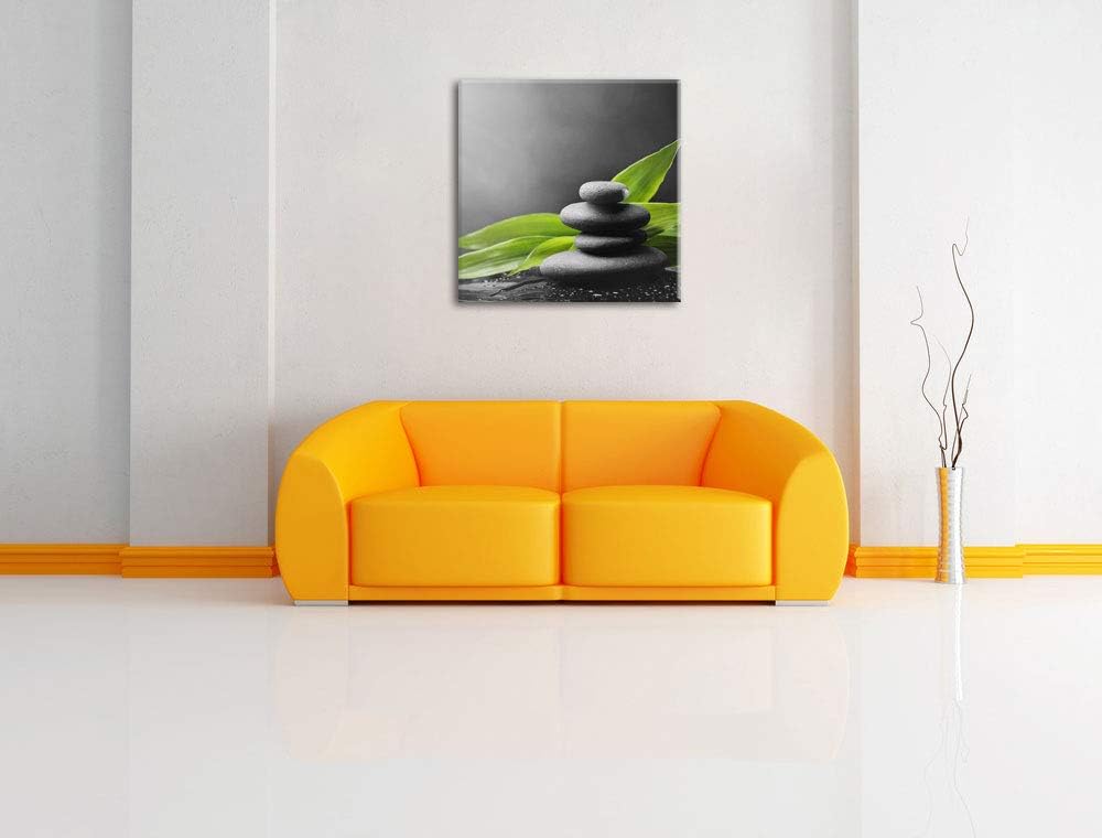 Zen Steinturm schwarz/weiss, Format: 70x70 auf Leinwand, XXL riesige Bilder fertig gerahmt mit Keilr