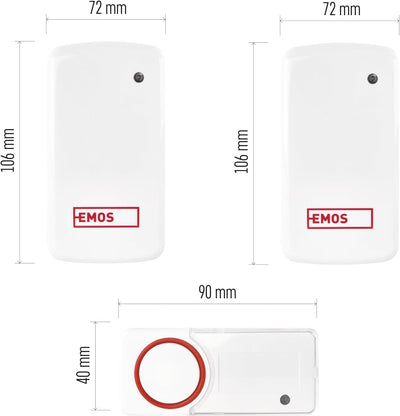 EMOS Batterielose Türklingel/Funkklingel Set mit 2 Empfängern, 150 m Reichweite und 10 Klingeltönen,