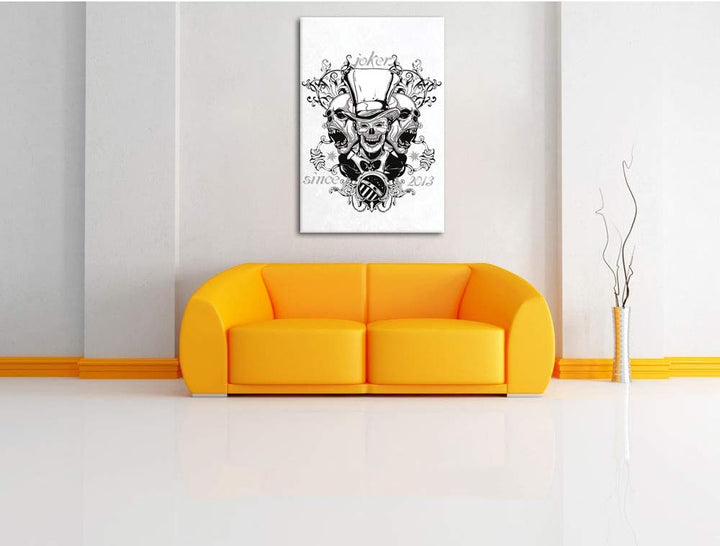 Joker white Leinwandbild Bild auf Leinwand, XXL riesige Bilder fertig gerahmt mit Keilrahmen, Kunstd