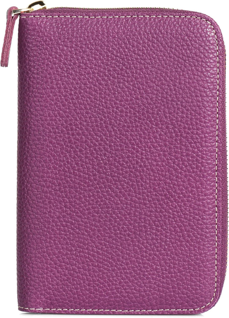 Londo Echtleder Padfolio mit Stifthalter Notepad und Reissverschluss Purple, Purple