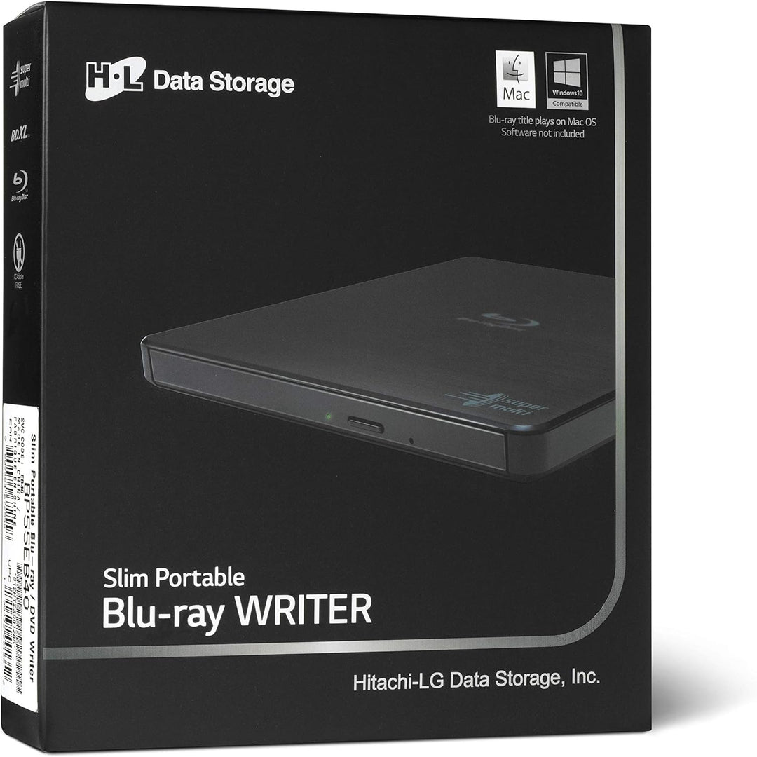 Hitachi-LG BP55 External Blu-Ray Drive, USB 2.0 Slim Portable Player/Rewriter for Laptop, Desktop PC