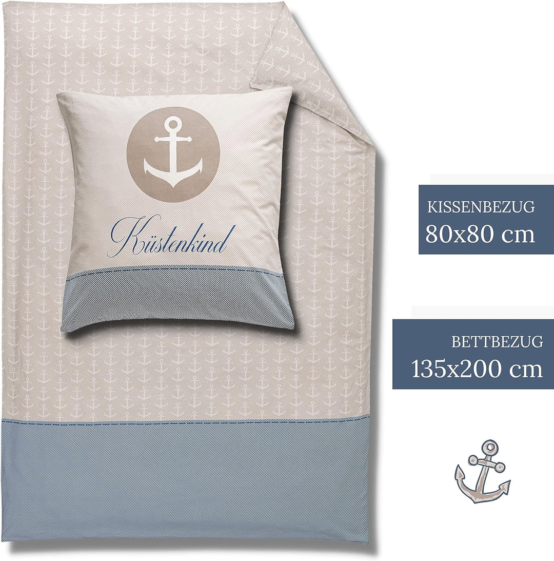 termana Anker Bettwäsche 135x200 · Bettwäsche-Set · Partner-Bettwäsche · KÜSTENKIND · Kissenbezug 80