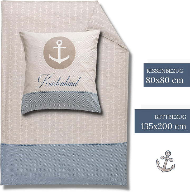 termana Anker Bettwäsche 135x200 · Bettwäsche-Set · Partner-Bettwäsche · KÜSTENKIND · Kissenbezug 80