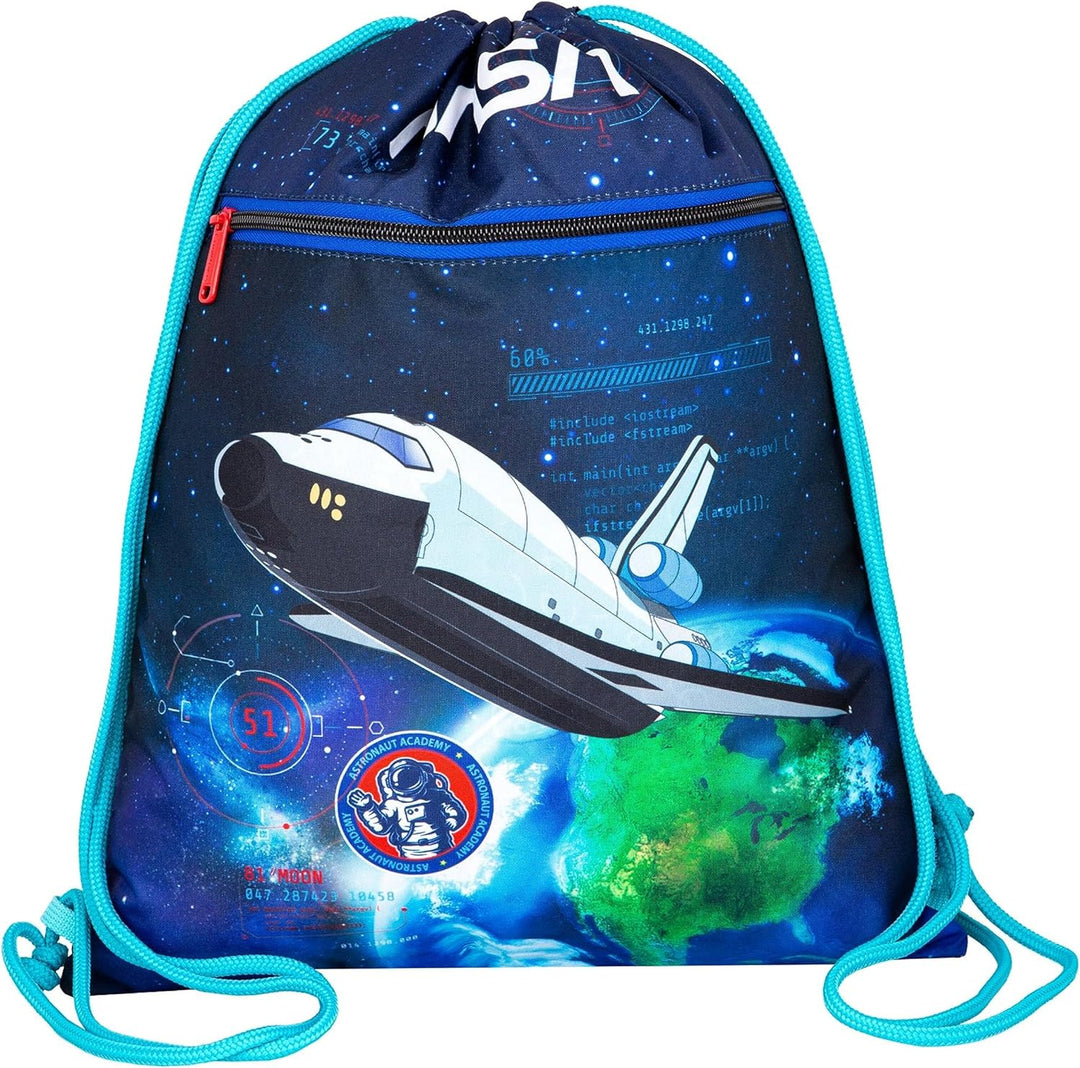 Goldkids Schulranzen Schulranzen-set NASA USA Weltraum Ranzen Kinderrucksack Federmappe Schuhbeutel