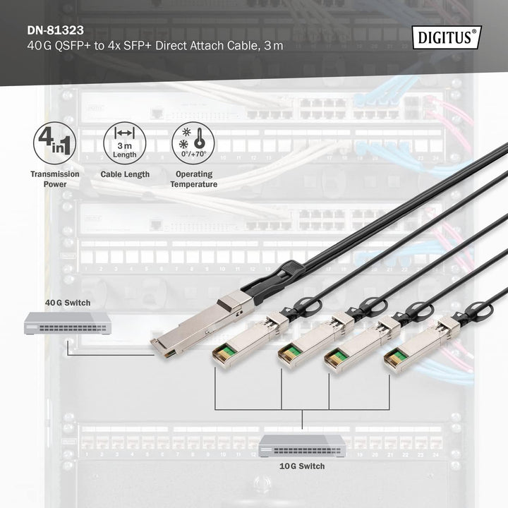 DIGITUS 40G QSFP+ to 4XSFP+ Direct Attach Cable 3m