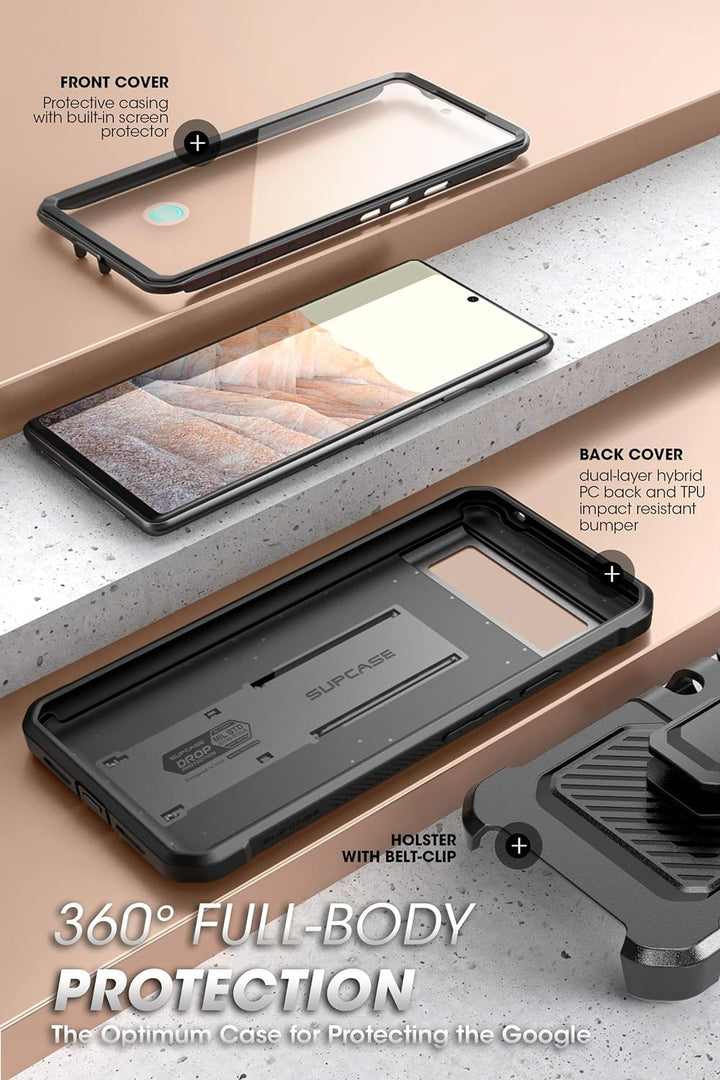 SupCase Outdoor Hülle für Google Pixel 6A [Unicorn Beetle Pro] mit 2 Vorderseite (ohne Displayschutz