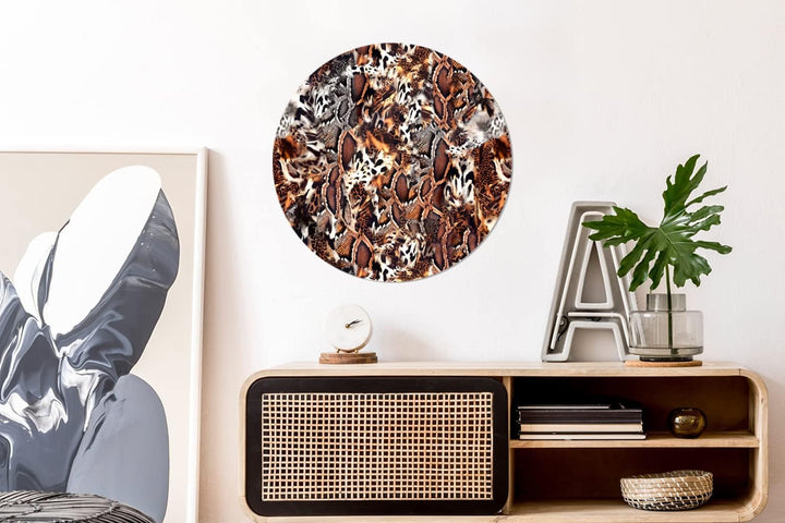 MuchoWow Wandbild Rund Wanddeko Deko Wohnzimmer Bilder 60x60 cm Tierdruck - Tiger - Tiere, 60x60 cm