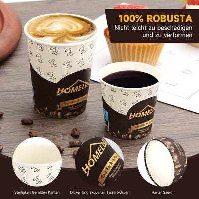 HOMELUX Kaffeebecher Coffee Kaffee To Go Becher 100 ml 4 oz 1000 Stk., Kleine Espresso Pappbecher Ka