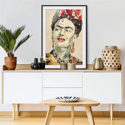 Bild mit Rahmen - Frida Kahlo - Collage No.2 - Rahmenfarbe Schwarz, 100 x 70 cm 100cm x 70cm Schwarz