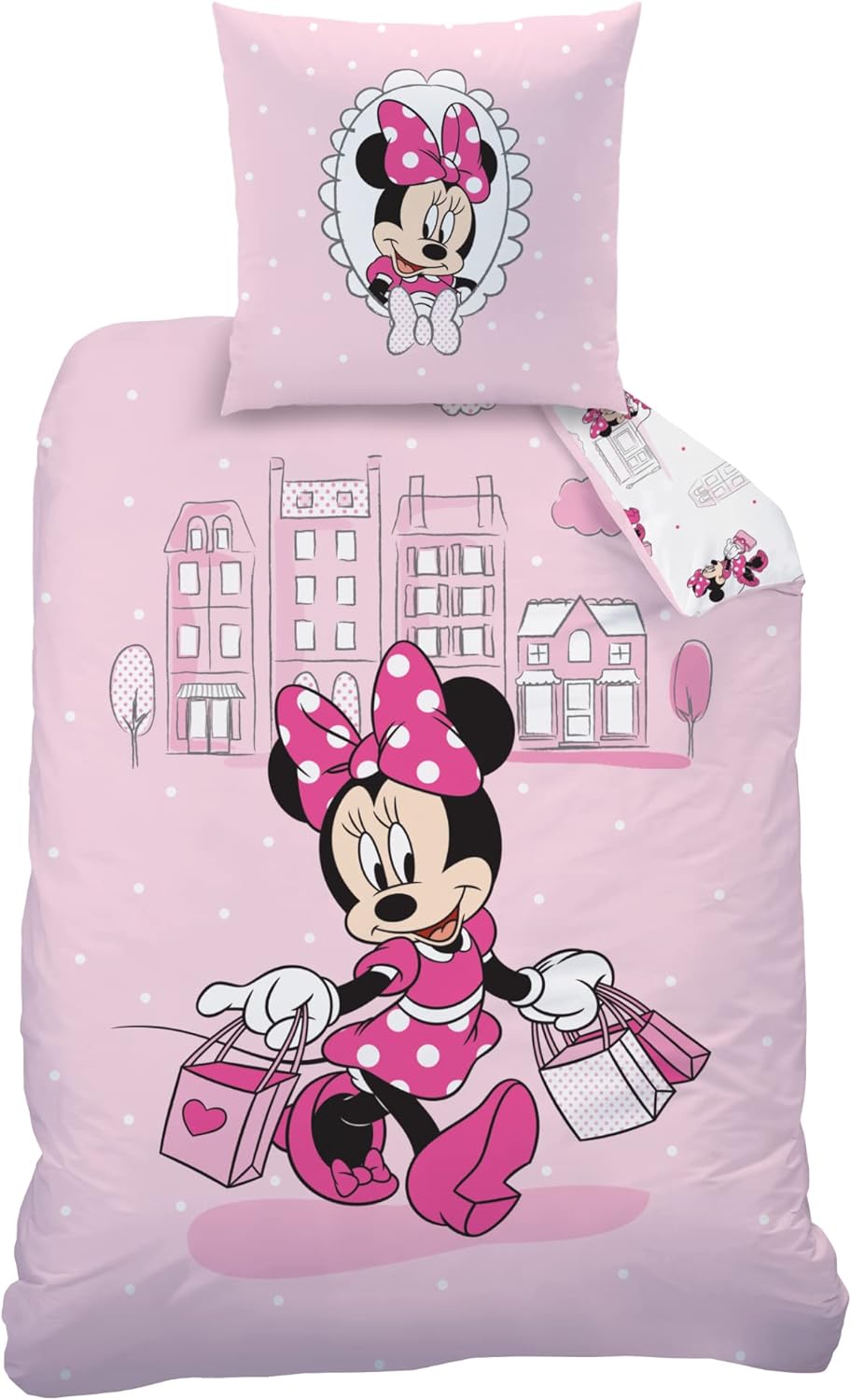 Bettwäsche Set 2 teilig Disney's Minnie Mouse · Mädchenbettwäsche Minnie Maus · Kissenbezug 80x80 +