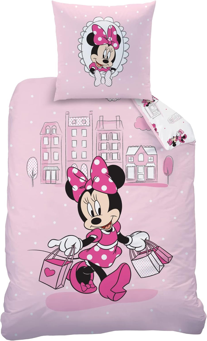 Bettwäsche Set 2 teilig Disney's Minnie Mouse · Mädchenbettwäsche Minnie Maus · Kissenbezug 80x80 +