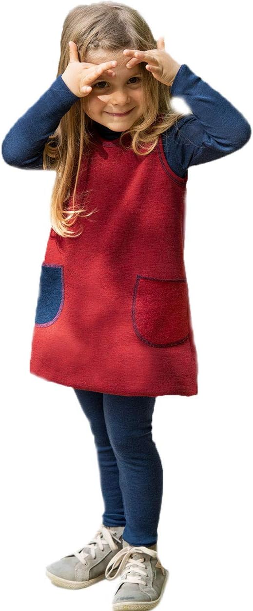 Engel Natur, Frottee Träger Kleid, 100% Wolle (kbT) (98/104, Rot Melange)