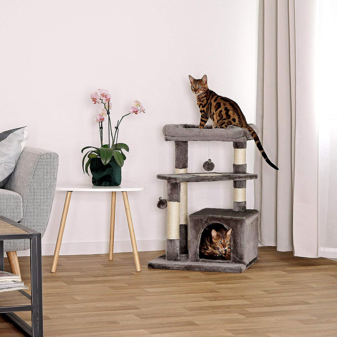 lionto Kratzbaum Kletterbaum Katzenkratzbaum Katzenbaum Höhe 75 cm, dunkelgrau, Dunkelgrau