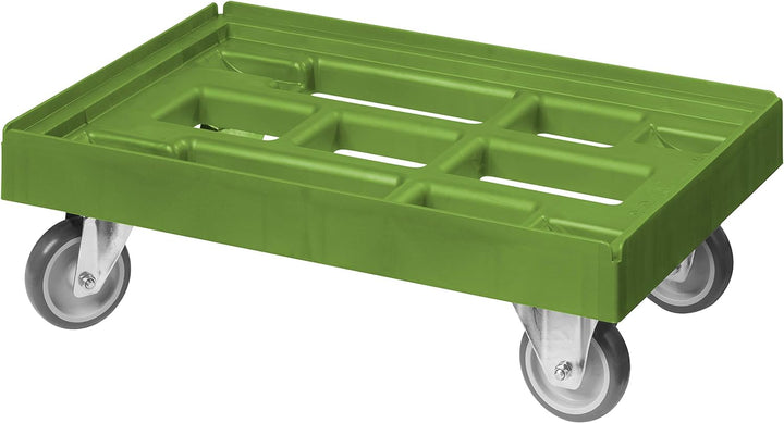 Transportroller für Kisten 60 x 40 cm mit 2 Bock- und 2 Lenkrollen in Grün