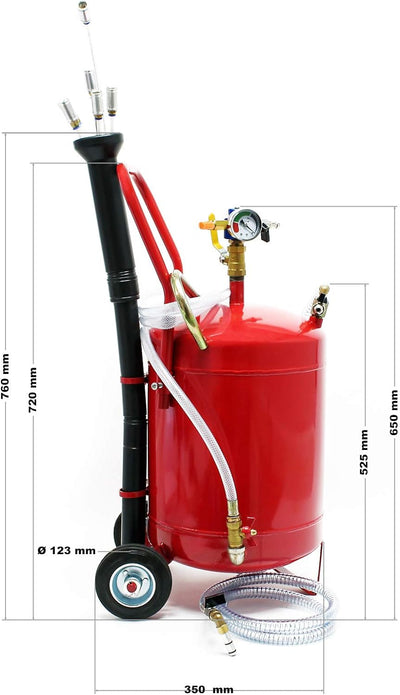 Wiltec Pneumatisches Ölabsauggerät mit 22,7 L Tank für Ölwechsel und Ölentnahme