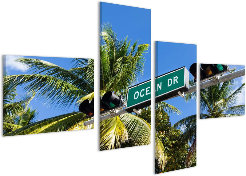 islandburner Bild Bilder auf Leinwand Ocean Drive Miami Wandbild, Poster, Leinwandbild MWU 150x80cm