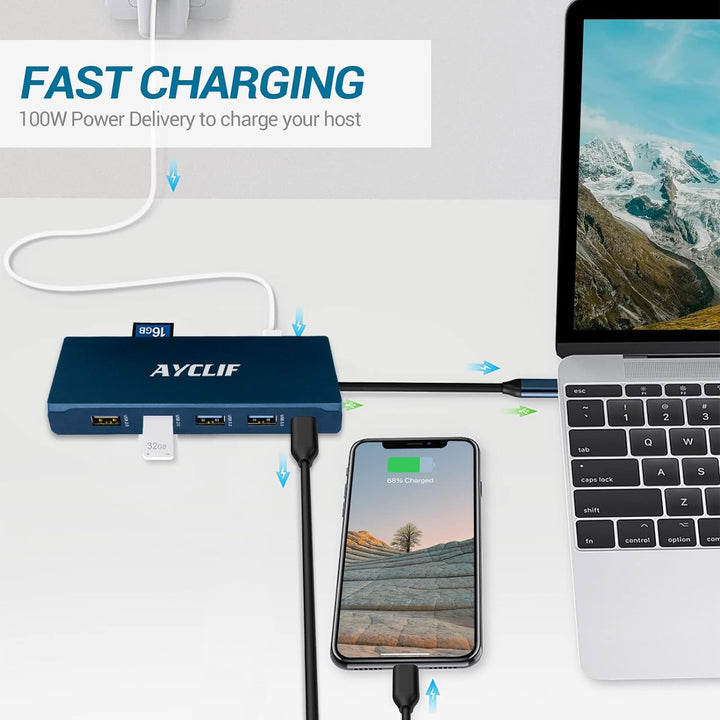 12 in 1 USB C Hub für MacBook Pro/Air, AYCLIF USB C Docking Station Triple Display 4K DP/2*HDMI, USB
