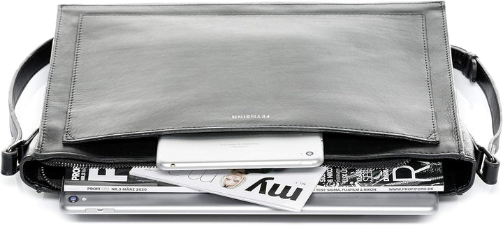 FEYNSINN BERLIN Schultertasche SELVA aus Premium Leder I Handtasche für Damen I Umhängetasche schwar