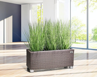 Gartenfreude Pflanzkübel, Raumteiler, Polyrattan für Innen und Aussen, Kunststoffeinsatz mit Alumini