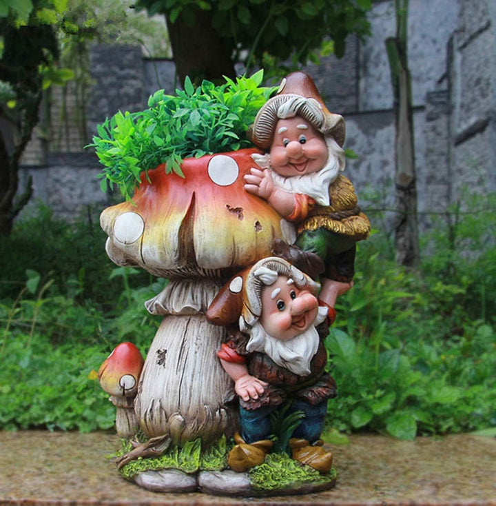 Design Zwerg Pilz mit Blumentopf NF 15199 32 cm Hoch Deko Garten Gartenzwerg Figuren Dekoration Vers