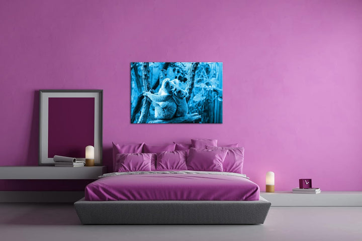 deyoli niedliche Koala Mutter mit ihrem Kind Format 80x60 Effekt: Monocrome Blau als Leinwandbild, M