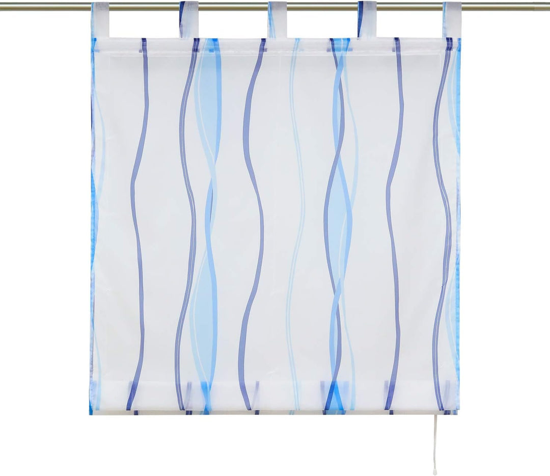 ESLIR Raffrollo mit Schlaufen Gardinen Küche Raffgardinen Transparent Schlaufenrollo Vorhänge Mit We