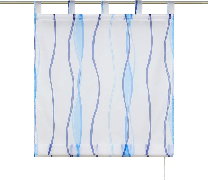 ESLIR Raffrollo mit Schlaufen Gardinen Küche Raffgardinen Transparent Schlaufenrollo Vorhänge Mit We