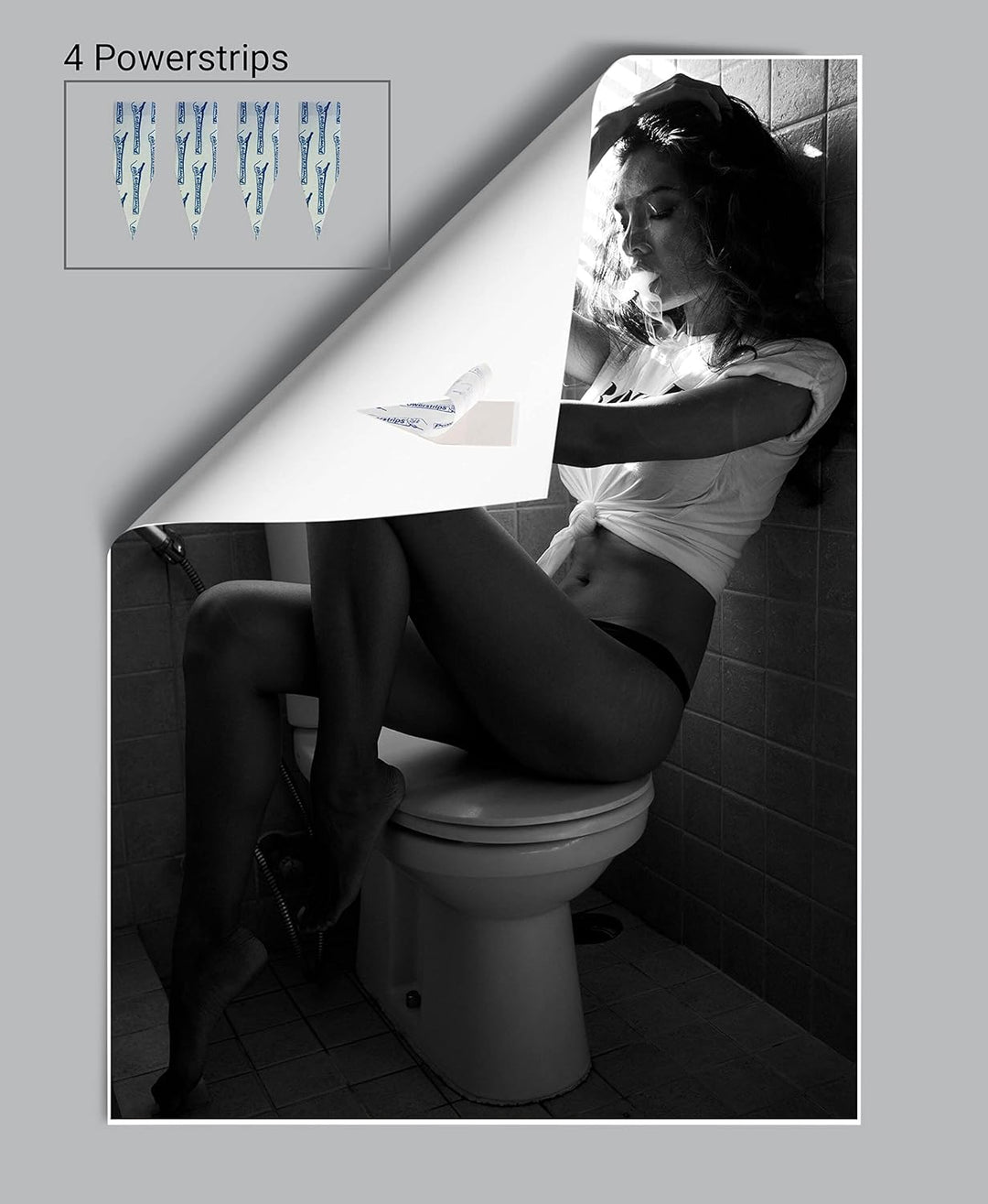 wandmotiv24 Poster als Wanddeko, Grösse Din A1, Model rauchend im Bad, Frau, Fotografie, Schwarz Wei